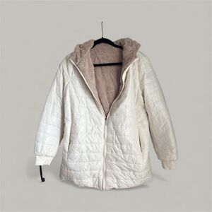 Off White Tan Puffer Jacket Large